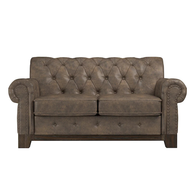 Greenwich Tufted Rolled Arm Nailhead Chesterfield Loveseat by iNSPIRE Q Artisan