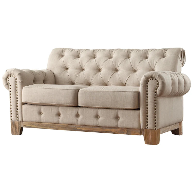 Greenwich Tufted Rolled Arm Nailhead Chesterfield Loveseat by iNSPIRE Q Artisan