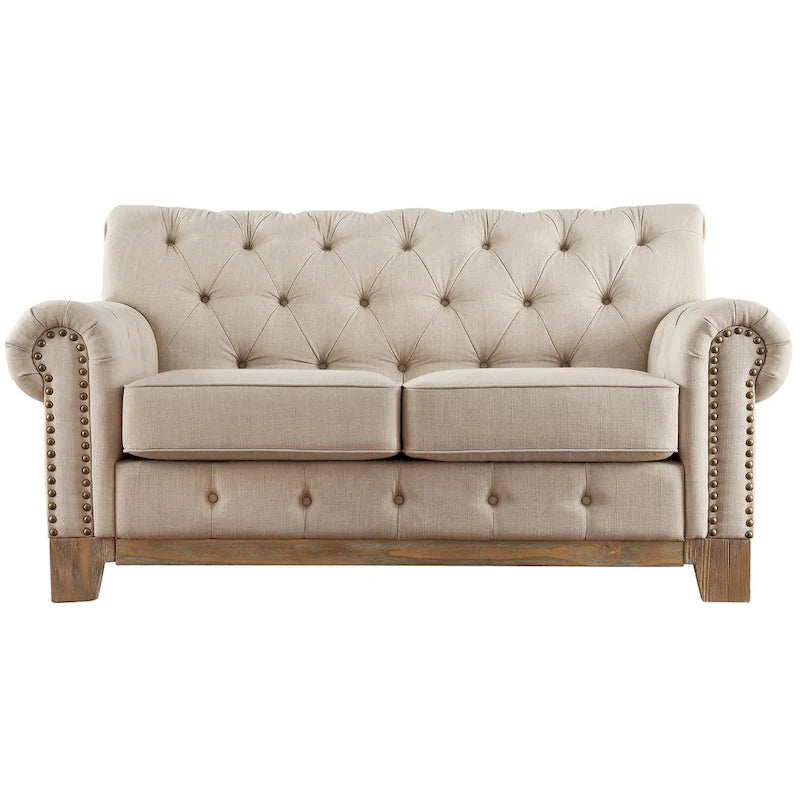 Greenwich Tufted Rolled Arm Nailhead Chesterfield Loveseat by iNSPIRE Q Artisan