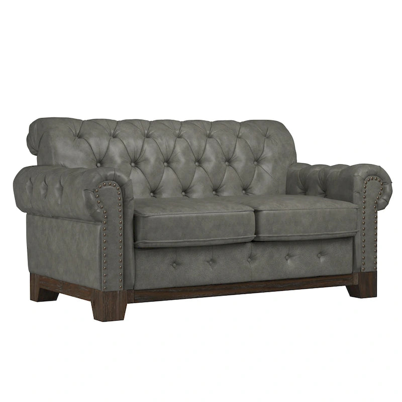 Greenwich Tufted Rolled Arm Nailhead Chesterfield Loveseat by iNSPIRE Q Artisan