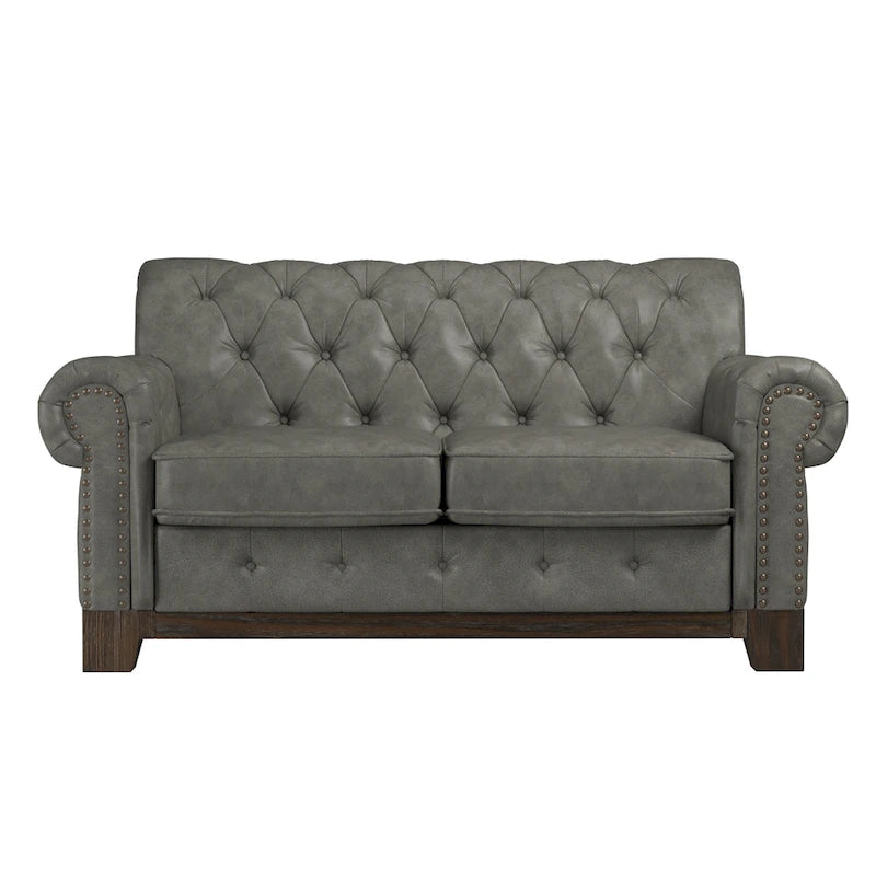 Greenwich Tufted Rolled Arm Nailhead Chesterfield Loveseat by iNSPIRE Q Artisan