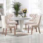 Velvet Modern Dining Chairs Set of 2, Upholstered Dining Side Chairs with Wood Legs, Nailhead Trim, Modern Dining Chairs - N/A