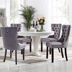 Velvet Modern Dining Chairs Set of 2, Upholstered Dining Side Chairs with Wood Legs, Nailhead Trim, Modern Dining Chairs - N/A