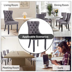 Velvet Modern Dining Chairs Set of 2, Upholstered Dining Side Chairs with Wood Legs, Nailhead Trim, Modern Dining Chairs - N/A