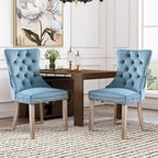 Velvet Modern Dining Chairs Set of 2, Upholstered Dining Side Chairs with Wood Legs, Nailhead Trim, Modern Dining Chairs - N/A