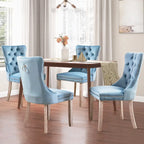 Velvet Modern Dining Chairs Set of 2, Upholstered Dining Side Chairs with Wood Legs, Nailhead Trim, Modern Dining Chairs - N/A