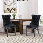 Velvet Modern Dining Chairs Set of 2, Upholstered Dining Side Chairs with Wood Legs, Nailhead Trim, Modern Dining Chairs - N/A