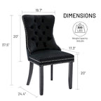 Velvet Modern Dining Chairs Set of 2, Upholstered Dining Side Chairs with Wood Legs, Nailhead Trim, Modern Dining Chairs - N/A