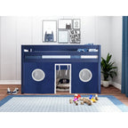 JACKPOT Contemporary Low Loft Twin Bed with End Ladder and Tent