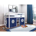 JACKPOT Contemporary Low Loft Twin Bed with End Ladder and Tent