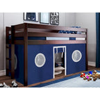 JACKPOT Contemporary Low Loft Twin Bed with End Ladder and Tent