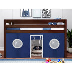 JACKPOT Contemporary Low Loft Twin Bed with End Ladder and Tent