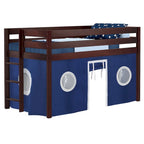 JACKPOT Contemporary Low Loft Twin Bed with End Ladder and Tent