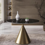 Morden Fort Modern Round Dining Table with Gold Metal Bottom