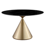 Morden Fort Modern Round Dining Table with Gold Metal Bottom