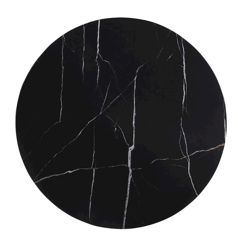 Morden Fort Modern Round Dining Table with Gold Metal Bottom