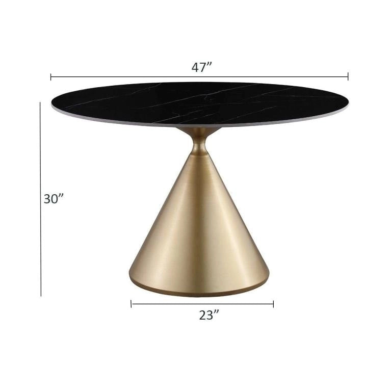 Morden Fort Modern Round Dining Table with Gold Metal Bottom