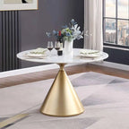 Morden Fort Modern Round Dining Table with Gold Metal Bottom