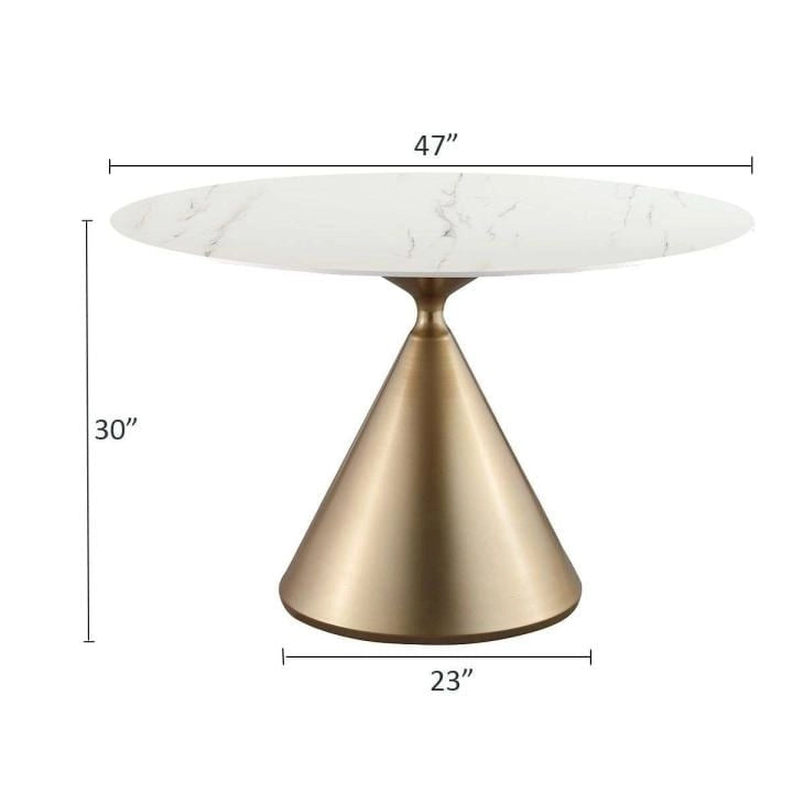 Morden Fort Modern Round Dining Table with Gold Metal Bottom