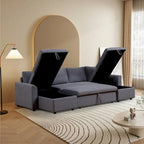 U-Shape Pull-out Sleeper Sectional Sofa with Double Storage Spaces