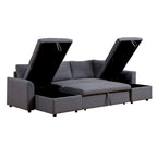 U-Shape Pull-out Sleeper Sectional Sofa with Double Storage Spaces