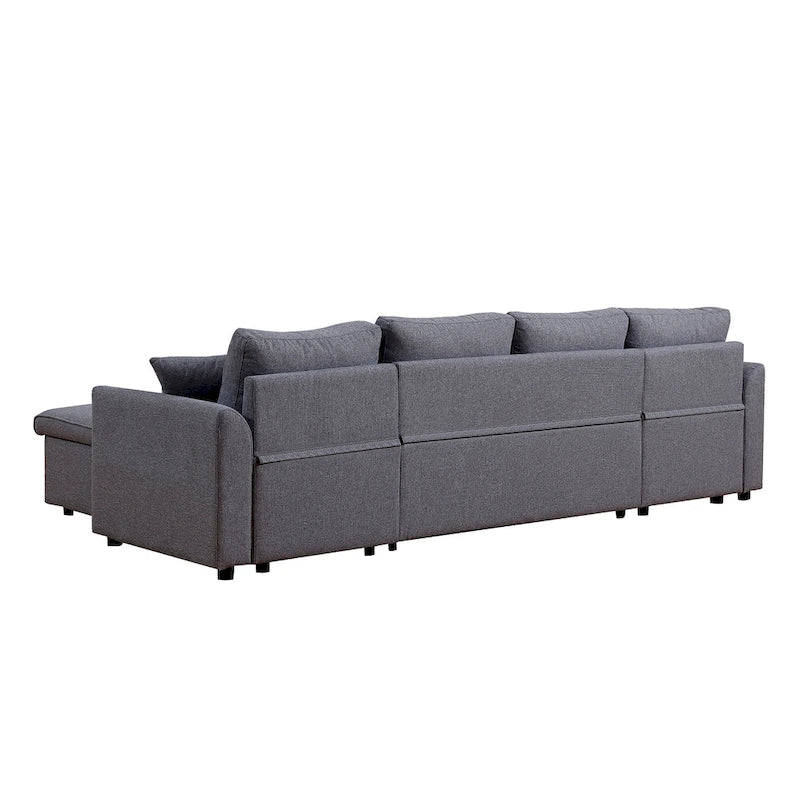 U-Shape Pull-out Sleeper Sectional Sofa with Double Storage Spaces