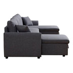 U-Shape Pull-out Sleeper Sectional Sofa with Double Storage Spaces