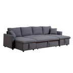 U-Shape Pull-out Sleeper Sectional Sofa with Double Storage Spaces