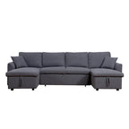 U-Shape Pull-out Sleeper Sectional Sofa with Double Storage Spaces