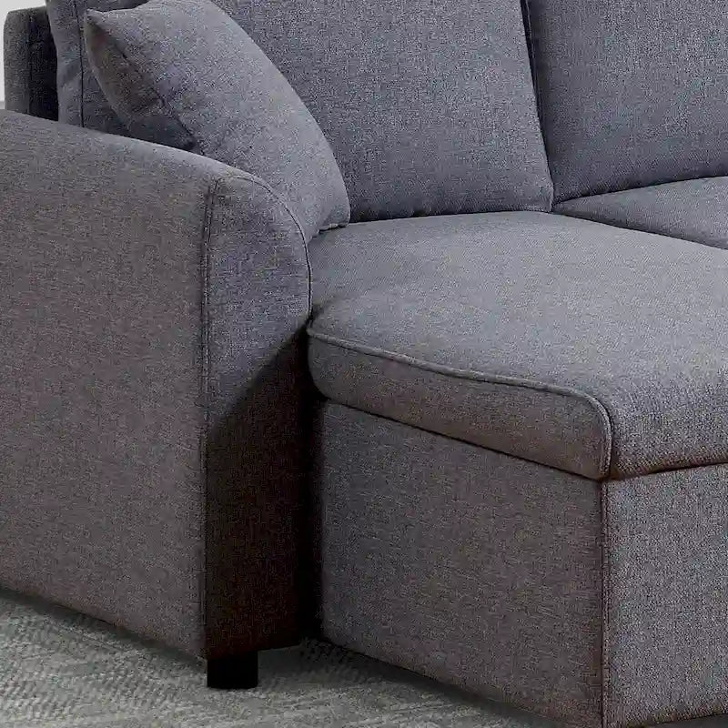 U-Shape Pull-out Sleeper Sectional Sofa with Double Storage Spaces