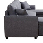 U-Shape Pull-out Sleeper Sectional Sofa with Double Storage Spaces