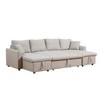 U-Shape Pull-out Sleeper Sectional Sofa with Double Storage Spaces