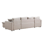 U-Shape Pull-out Sleeper Sectional Sofa with Double Storage Spaces