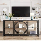 70.9 inch Extra Long Console Table with 3 Tier Wood Storage Shelves