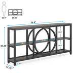70.9 inch Extra Long Console Table with 3 Tier Wood Storage Shelves