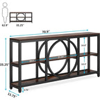 70.9 inch Extra Long Console Table with 3 Tier Wood Storage Shelves