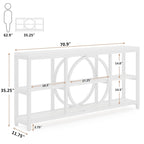 70.9 inch Extra Long Console Table with 3 Tier Wood Storage Shelves