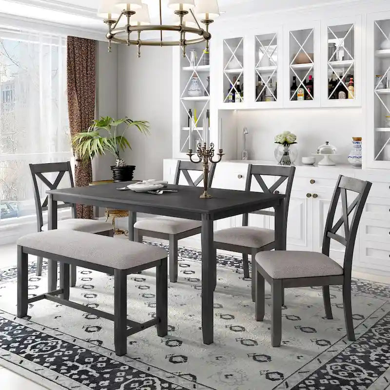 Nestfair 6-Piece Kitchen Dining Table Set with 4 Dining Chairs