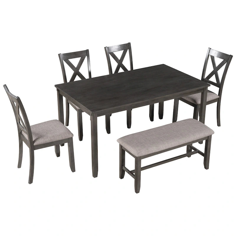Nestfair 6-Piece Kitchen Dining Table Set with 4 Dining Chairs