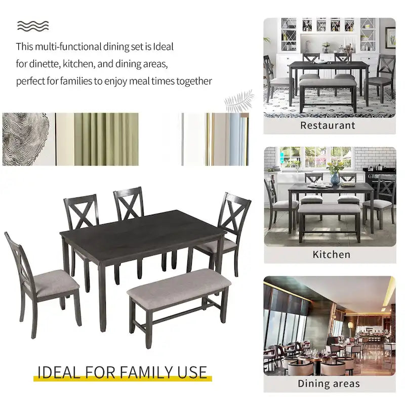 Nestfair 6-Piece Kitchen Dining Table Set with 4 Dining Chairs