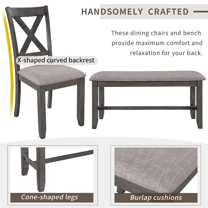 Nestfair 6-Piece Kitchen Dining Table Set with 4 Dining Chairs