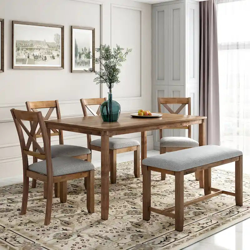 Nestfair 6-Piece Kitchen Dining Table Set with 4 Dining Chairs