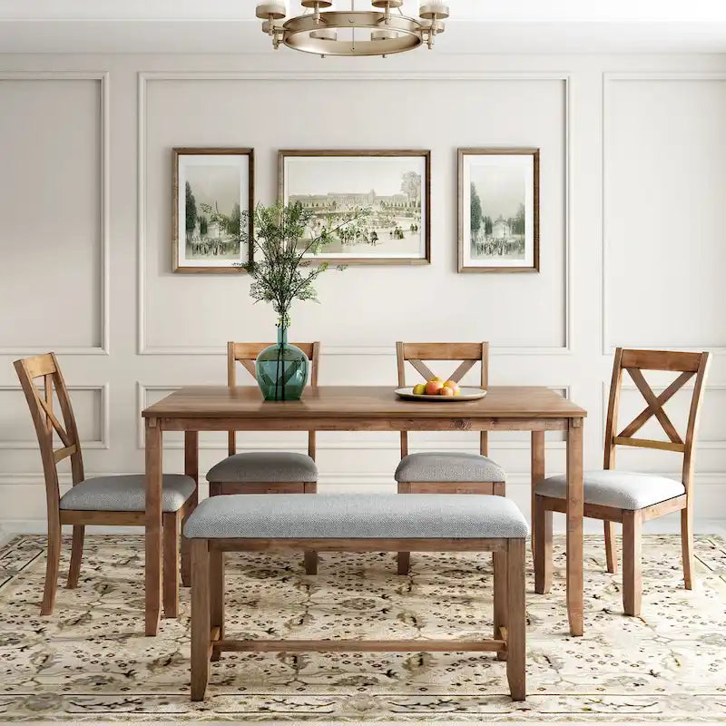 Nestfair 6-Piece Kitchen Dining Table Set with 4 Dining Chairs