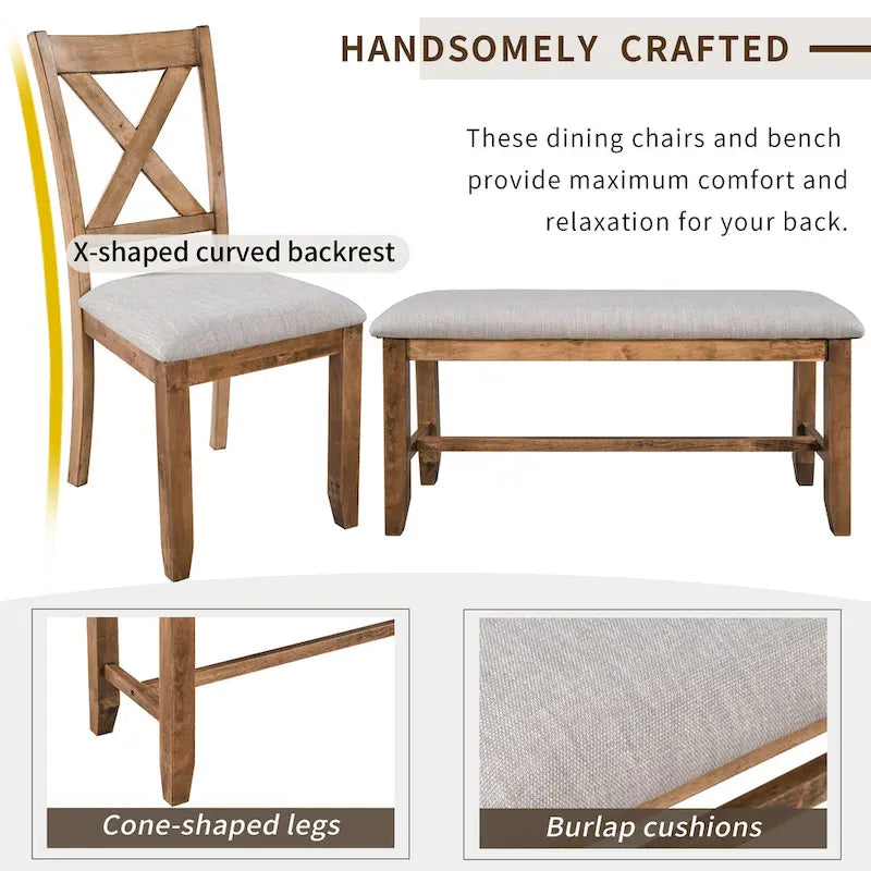 Nestfair 6-Piece Kitchen Dining Table Set with 4 Dining Chairs