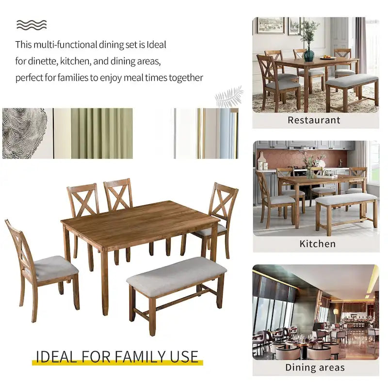 Nestfair 6-Piece Kitchen Dining Table Set with 4 Dining Chairs