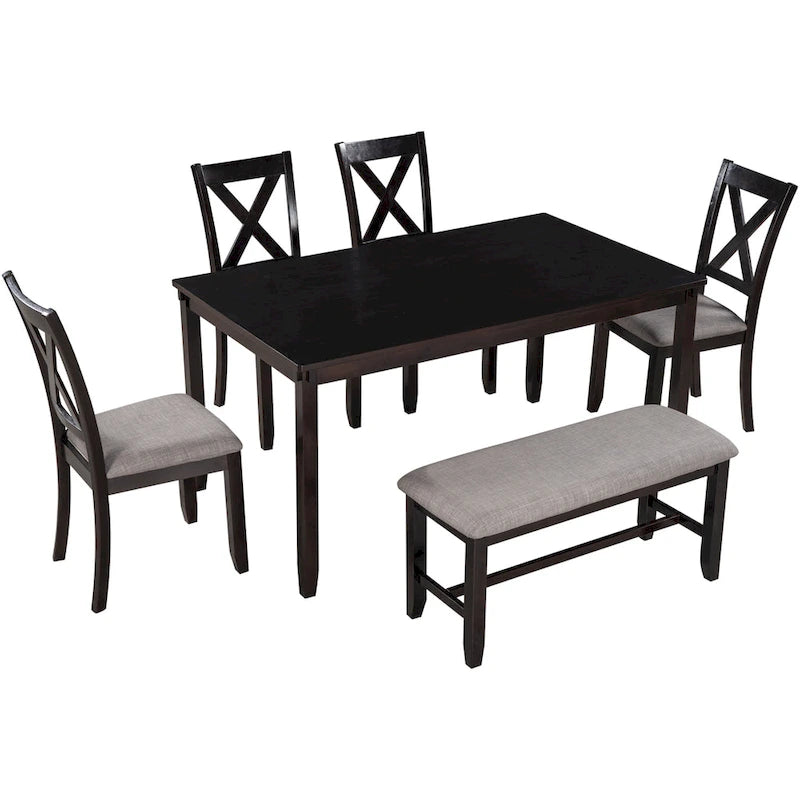 Nestfair 6-Piece Kitchen Dining Table Set with 4 Dining Chairs