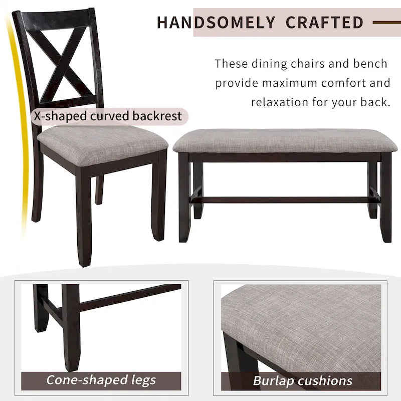 Nestfair 6-Piece Kitchen Dining Table Set with 4 Dining Chairs