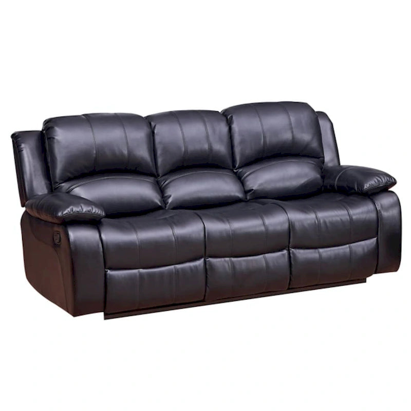 Vanity Art Bonded Leather 3-Seat Recliner Loveseat Manual Reclining Couch for Small Living Room Sofa Set- (Black/Brown) - N/A