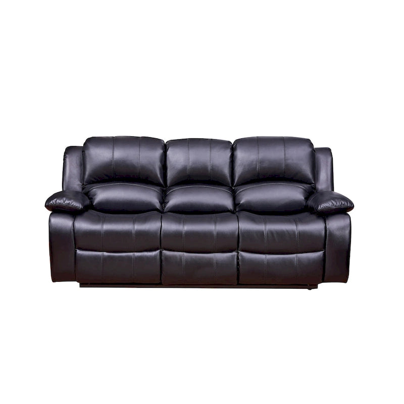 Vanity Art Bonded Leather 3-Seat Recliner Loveseat Manual Reclining Couch for Small Living Room Sofa Set- (Black/Brown) - N/A