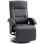 HOMCOM PU Recliner with Footrest, Lounge Chair with 135 Adjustable Backrest, Swivel Wood Base